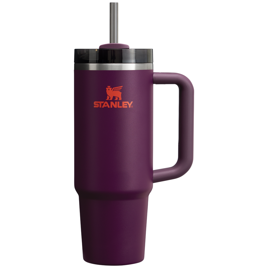 Splash-Resistant FlowState The Quencher H2.0 Flowstate Tumbler | Stanley Create D331C - 40oz Large Capacity Car-Cup Friendly Quencher - Plum