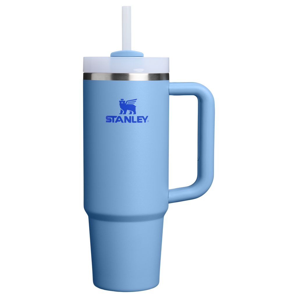 Splash-Resistant FlowState The Quencher H2.0 Flowstate Tumbler | Stanley Create D331C - 40oz Large Capacity Car-Cup Friendly Quencher - Blue Sky