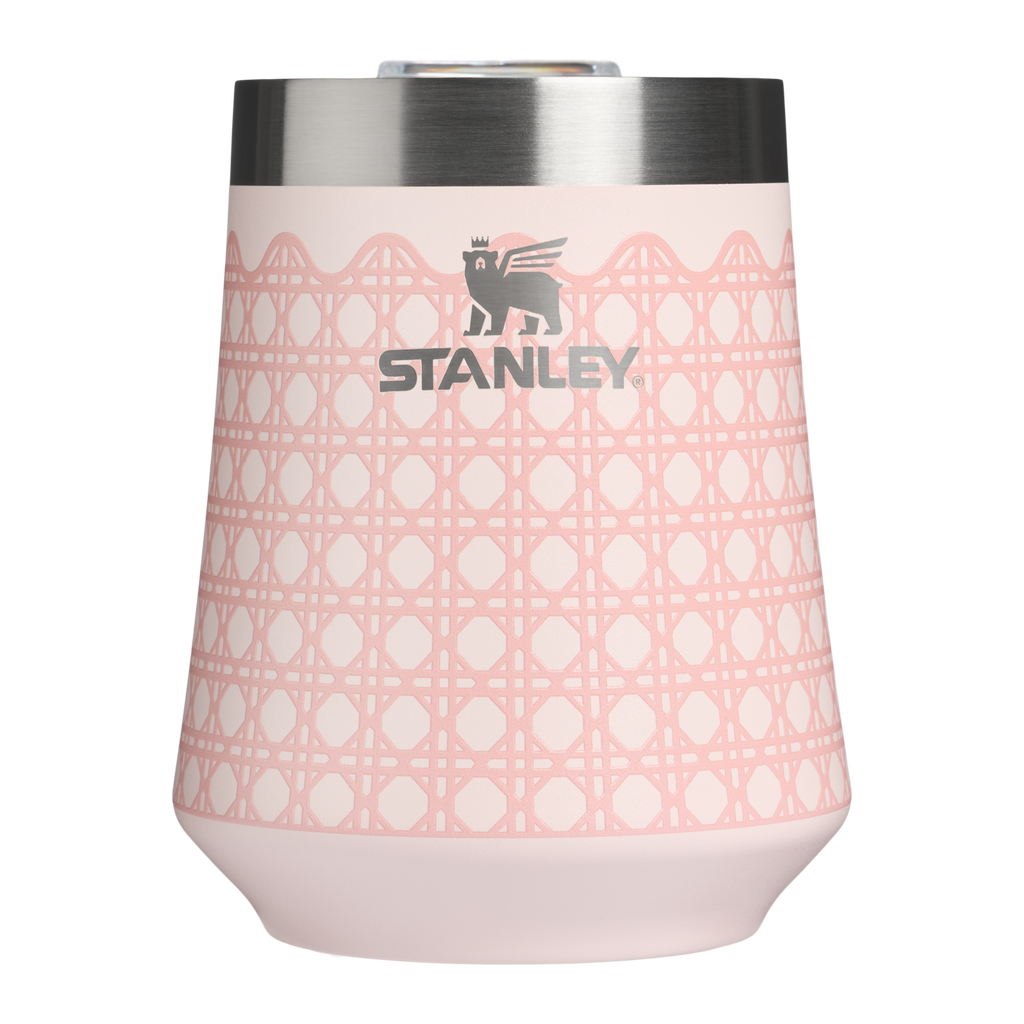 Elegant Stemless The Reserve Wine Tumbler D352C - Elegant Stemless Vacuum Insulated Wine Tumbler - Rose Quartz Rattan