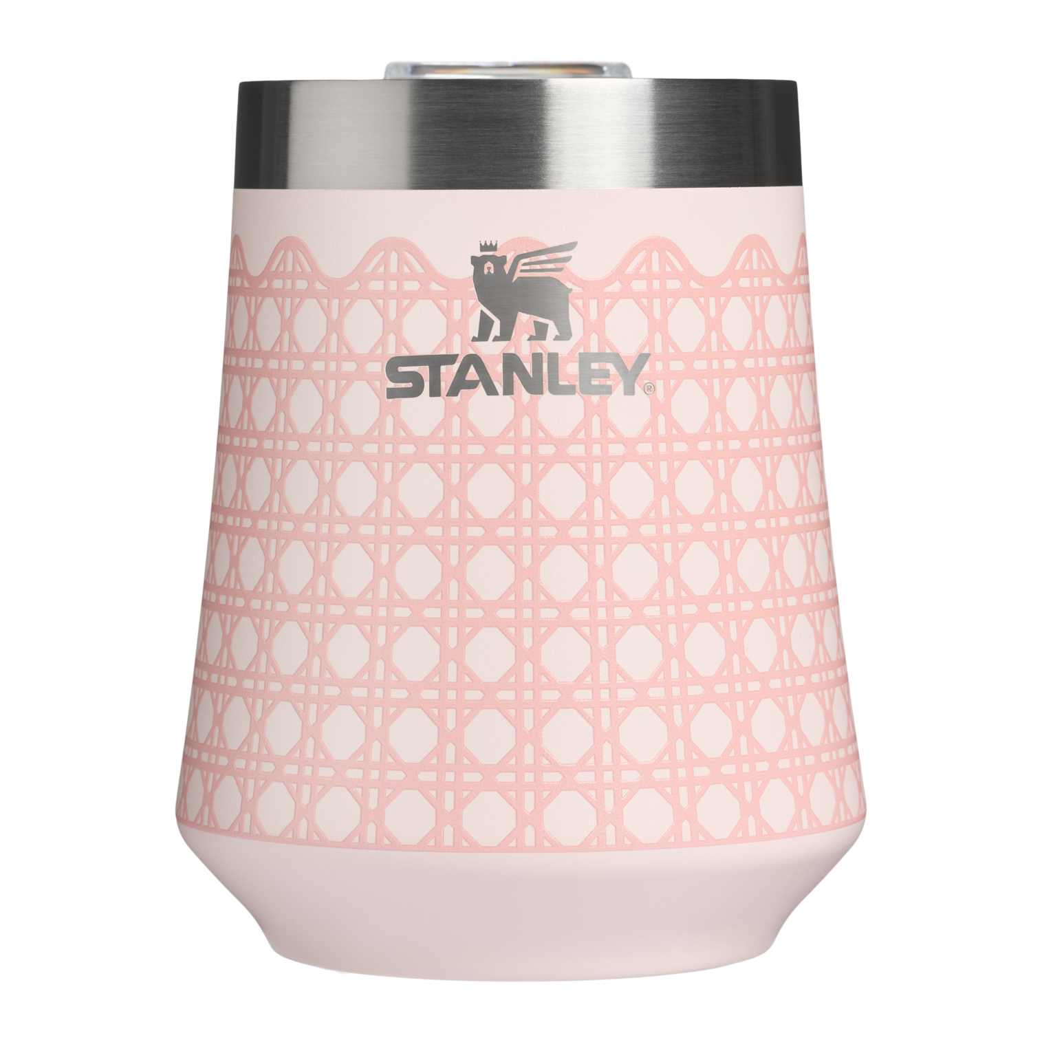 Elegant Stemless The Reserve Wine Tumbler D352C - Elegant Stemless Vacuum Insulated Wine Tumbler - Rose Quartz Rattan