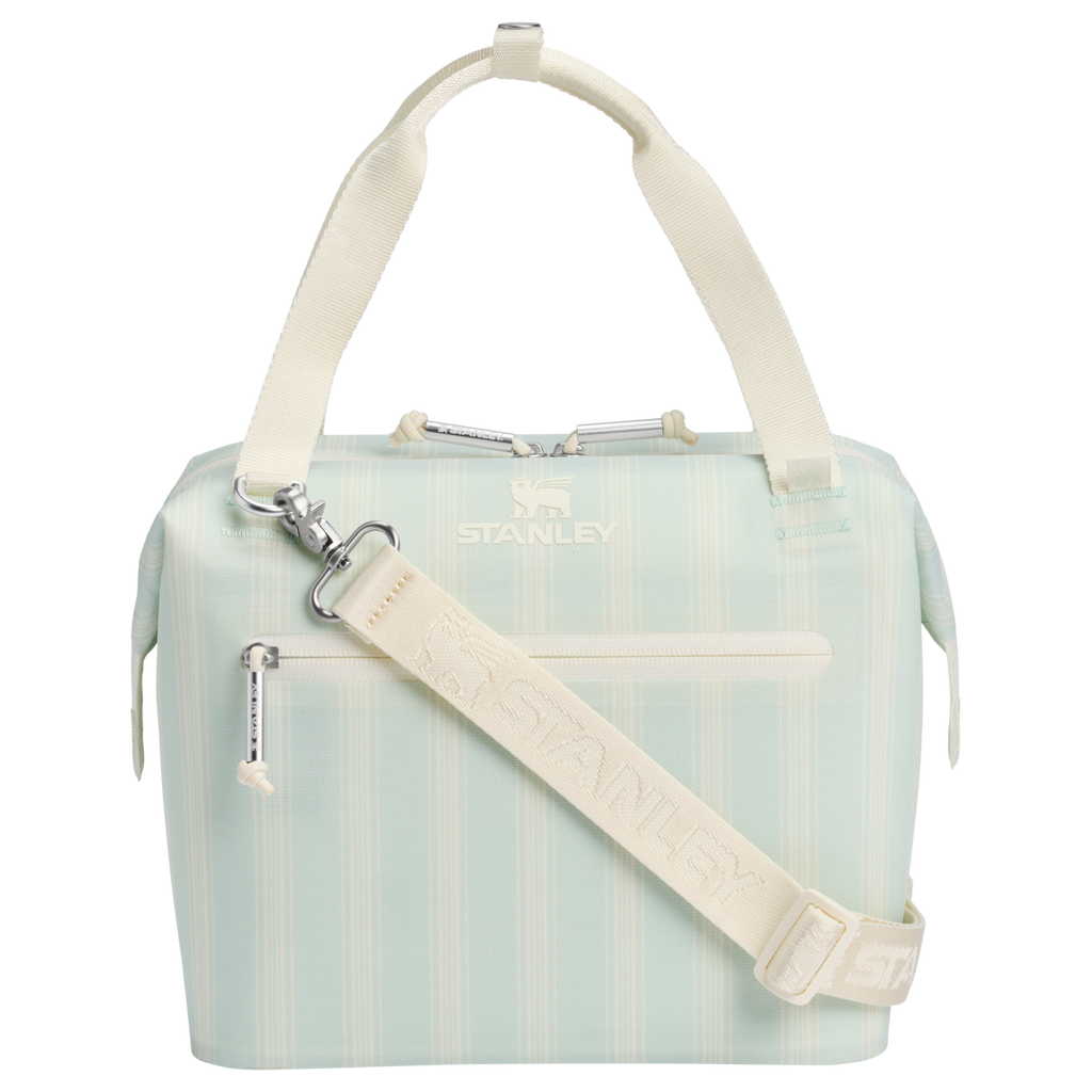 Leak-Proof Insulated The All Day Julienne Mini Cooler D349V - Heavy-Duty Ice-Retention Food & Beverage Carrier - Mist Picnic Stripe