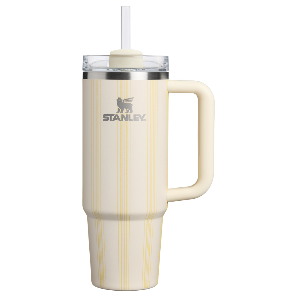 Car-Cup Friendly The Quencher H2.0 Flowstate Tumbler D343V - Double-Wall Vacuum Insulated Travel Tumbler with Straw - Cream Picnic Stripe