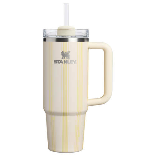 Car-Cup Friendly The Quencher H2.0 Flowstate Tumbler D343V - Double-Wall Vacuum Insulated Travel Tumbler with Straw - Cream Picnic Stripe