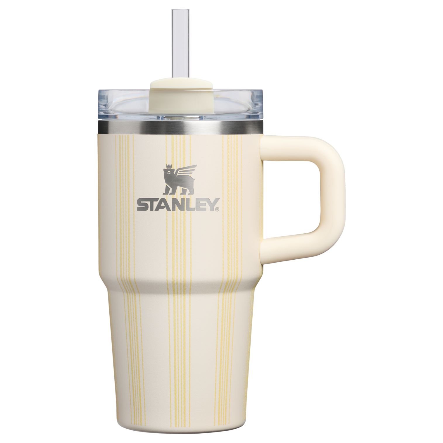 Splash-Resistant FlowState The Quencher H2.0 Flowstate Tumbler D344H - Double-Wall Vacuum Insulated Travel Tumbler with Straw - Cream Picnic Stripe