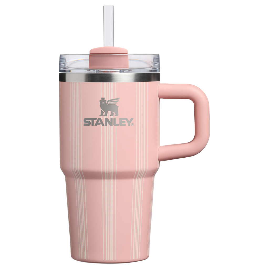 Splash-Resistant FlowState The Quencher H2.0 Flowstate Tumbler D344H - Double-Wall Vacuum Insulated Travel Tumbler with Straw - Peach Rose Picnic Stripe