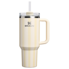 Large Capacity The Quencher H2.0 Flowstate Tumbler D342C - Double-Wall Vacuum Insulated Travel Tumbler with Straw - Cream Picnic Stripe