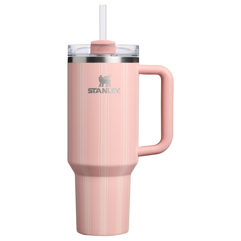 Large Capacity The Quencher H2.0 Flowstate Tumbler D342C - Double-Wall Vacuum Insulated Travel Tumbler with Straw - Peach Rose Picnic Stripe