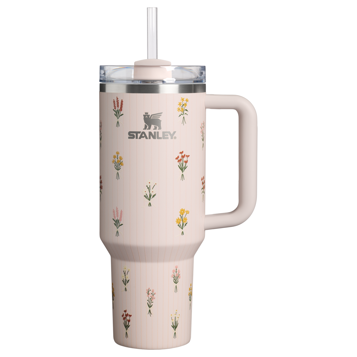Double-Wall Vacuum The Quencher H2.0 Flowstate Tumbler D362R - 40oz Large Capacity Car-Cup Friendly Quencher - Rose Quartz Bouquets