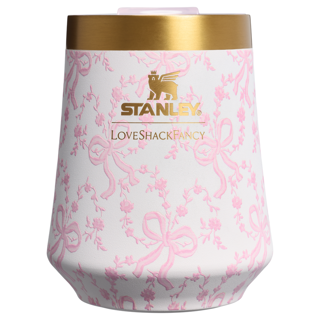 Elegant Stemless Stanley 1913 x LoveShackFancy Holiday Reserve Wine Tumbler D367F - Elegant Stemless Vacuum Insulated Wine Tumbler - Coquette Bow Chantilly