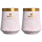 Premium Matte Stanley 1913 x LoveShackFancy Holiday The Reserve Wine Tumbler Set | 2-pack D205C - Reserve Collection Stainless Steel Whiskey Cup - Coquette Bow Chantilly