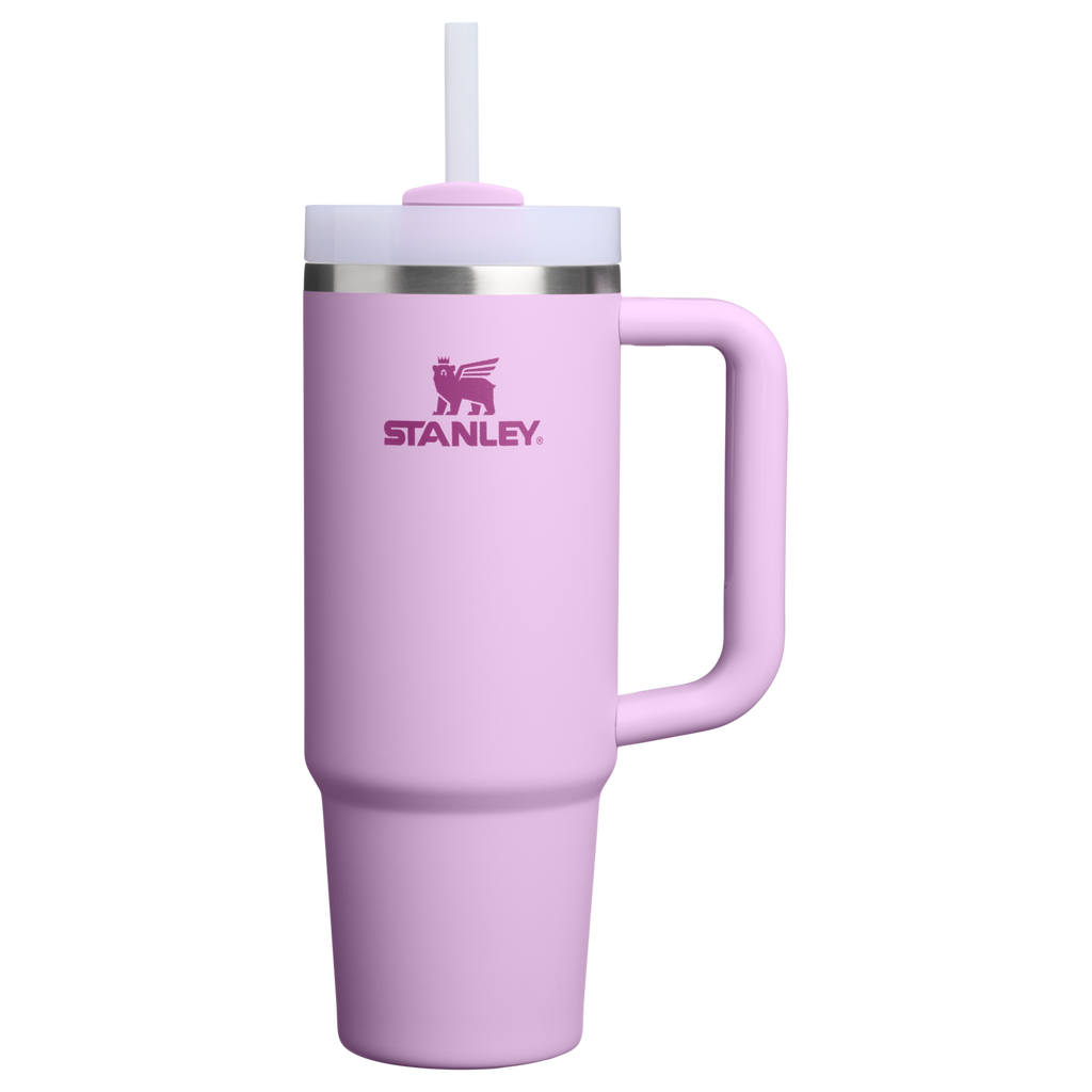 Splash-Resistant FlowState The Quencher H2.0 Flowstate Tumbler | Stanley Create D331C - 40oz Large Capacity Car-Cup Friendly Quencher - Soft Orchid