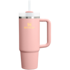 Splash-Resistant FlowState The Quencher H2.0 Flowstate Tumbler | Stanley Create D331C - 40oz Large Capacity Car-Cup Friendly Quencher - Peach Rose