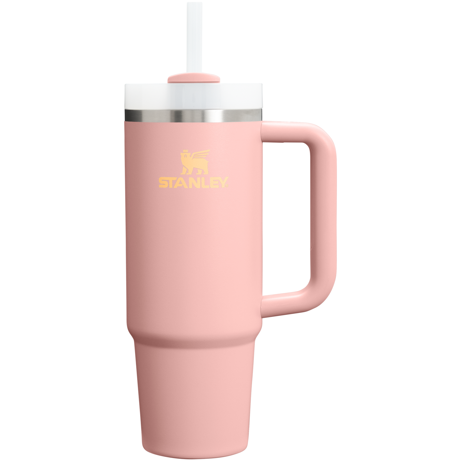 Splash-Resistant FlowState The Quencher H2.0 Flowstate Tumbler | Stanley Create D331C - 40oz Large Capacity Car-Cup Friendly Quencher - Peach Rose