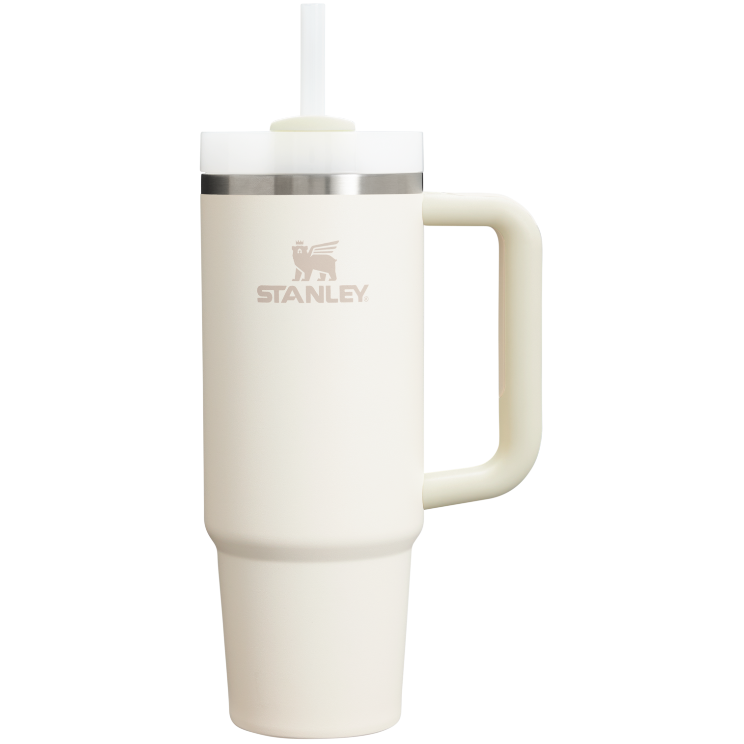 Splash-Resistant FlowState The Quencher H2.0 Flowstate Tumbler | Stanley Create D331C - 40oz Large Capacity Car-Cup Friendly Quencher - Cream 2.0